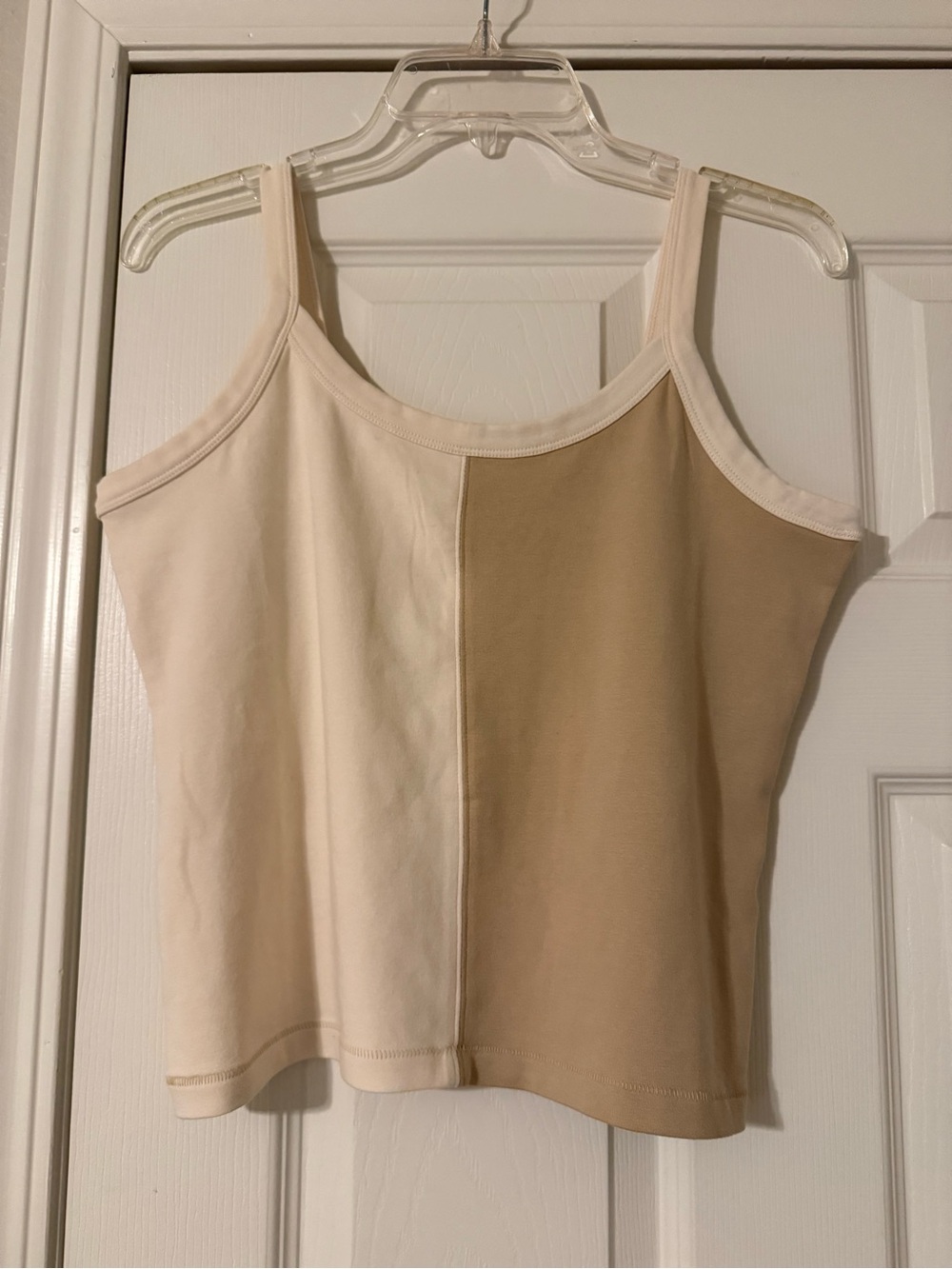Madewell Two-Tone Cream & Tan Ribbed Tank
